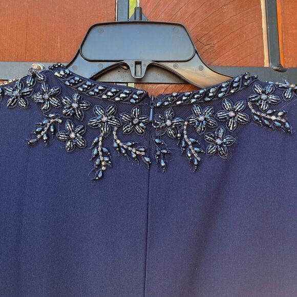 MAC DUGGAL 55713 BEADED HIGH NECK FRONT TWIST LONG SLEEVE TRUMPET GOWN 12 NWT - Picture 6 of 9